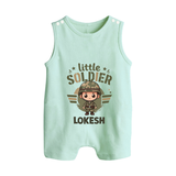 Little Soldier Baby Button Romper - MINT GREEN - New Born (Chest 18")
