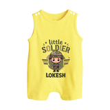 Little Soldier Baby Button Romper - PASTEL YELLOW - New Born (Chest 18")