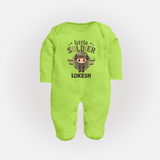 Little Soldier Baby Full Body Suit - LIME GREEN - New Born (Chest 7.5")