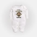 Little Soldier Baby Full Body Suit - WHITE - New Born (Chest 7.5")