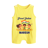 Proud Indian Baby Button Romper - PASTEL YELLOW - New Born (Chest 18")
