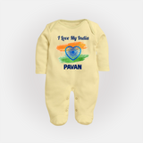 I Love My India Baby Full Body Suit - PASTEL YELLOW - New Born (Chest 7.5")