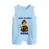 Made in India Baby Button Romper - BABY BLUE - New Born (Chest 18")