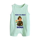 Made in India Baby Button Romper - MINT GREEN - New Born (Chest 18")