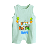 I Love India Button Romper - MINT GREEN - New Born (Chest 18")