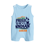 Proud to Be Indian Baby Button Romper - BABY BLUE - New Born (Chest 18")