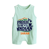 Proud to Be Indian Baby Button Romper - MINT GREEN - New Born (Chest 18")