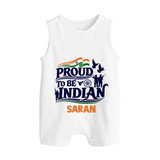 Proud to Be Indian Baby Button Romper - WHITE - New Born (Chest 18")