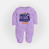 Proud to Be Indian Baby Full Body Suit - LILAC - New Born (Chest 7.5")