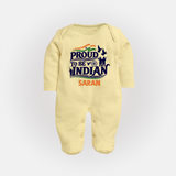 Proud to Be Indian Baby Full Body Suit - PASTEL YELLOW - New Born (Chest 7.5")