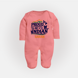 Proud to Be Indian Baby Full Body Suit - PEACH - New Born (Chest 7.5")