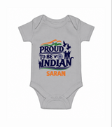 Proud to Be Indian Baby Romper - GREY - New Born (Chest 14")