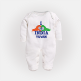 I Love India Heart Baby Full Body Suit - WHITE - New Born (Chest 7.5")