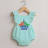 I Love India Heart Baby Romper Frock - MINT GREEN - 0 - 3 Months Old (Chest 19")