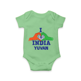 I Love India Heart Baby Romper - GREEN - New Born (Chest 14")