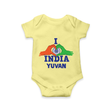 I Love India Heart Baby Romper - PASTEL YELLOW - New Born (Chest 14")