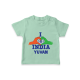I Love India Heart Baby T Shirt - MINT GREEN - 0-5 Months Old (Chest 17")