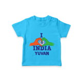 I Love India Heart Baby T Shirt - SKY BLUE - 0-5 Months Old (Chest 17")