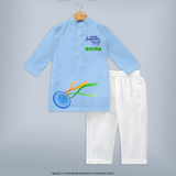 Happy Independence Day Ashoka Chakra - BABY BLUE - 3 - 6 Months Old (Chest 24", Kurta Length 14'', Waist 19", Pant Length 14")