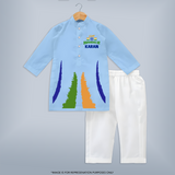 Happy Independence Day Tricolour Skyline - BABY BLUE - 3 - 6 Months Old (Chest 24", Kurta Length 14'', Waist 19", Pant Length 14")