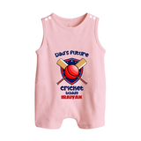 Dad’s Future Cricket Buddy BUTTON ROMPER – Cute Sports Outfit - BABY PINK - New Born (Chest 18")