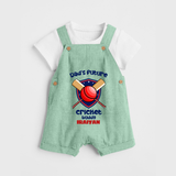 Dad’s Future Cricket Buddy DUNGAREE – Cute Sports Outfit - MINT GREEN - 0 - 5 Months Old (Chest 18")