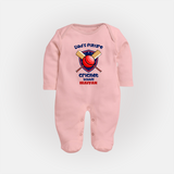 Dad’s Future Cricket Buddy FULL BODY SUIT – Cute Sports Outfit - BABY PINK - New Born (Chest 7.5")