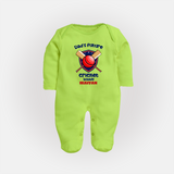 Dad’s Future Cricket Buddy FULL BODY SUIT – Cute Sports Outfit - LIME GREEN - New Born (Chest 7.5")