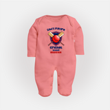 Dad’s Future Cricket Buddy FULL BODY SUIT – Cute Sports Outfit - PEACH - New Born (Chest 7.5")