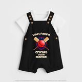 Dad’s Future Cricket Buddy DUNGAREE – Cute Sports Outfit - BLACK - 0 - 5 Months Old (Chest 18")