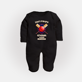 Dad’s Future Cricket Buddy FULL BODY SUIT – Cute Sports Outfit - BLACK - New Born (Chest 7.5")