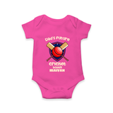Dad’s Future Cricket Buddy Baby Romper – Cute Sports Outfit - HOT PINK - New Born (Chest 14")