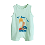 Cricket Fever Is On BUTTON ROMPER – Fan Edition - MINT GREEN - New Born (Chest 18")