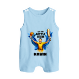 Let The Battle Begin BUTTON ROMPER – Match Day Outfit - BABY BLUE - New Born (Chest 18")