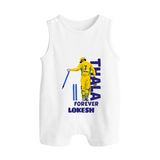 Yellow Army Forever BUTTON ROMPER – Cricket Fan Inspired - WHITE - New Born (Chest 18")