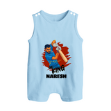 Future Match Winner BUTTON ROMPER – Personalized Cricket Outfit - BABY BLUE - New Born (Chest 18")