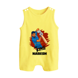 Future Match Winner BUTTON ROMPER – Personalized Cricket Outfit - PASTEL YELLOW - New Born (Chest 18")