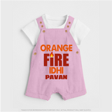 Orange Fire DUNGAREE – Bold Cricket Fan Edition - BABY PINK - 0 - 5 Months Old (Chest 18")