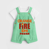 Orange Fire DUNGAREE – Bold Cricket Fan Edition - GREEN - 0 - 5 Months Old (Chest 18")