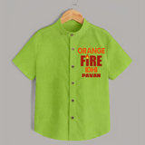 Orange Fire SHIRT – Bold Cricket Fan Edition - LIME GREEN - 0 - 6 Months Old (Chest 23")
