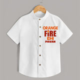Orange Fire SHIRT – Bold Cricket Fan Edition - WHITE - 0 - 6 Months Old (Chest 23")