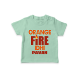 Orange Fire TSHIRT – Bold Cricket Fan Edition - MINT GREEN - 0-5 Months Old (Chest 17")