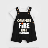 Orange Fire DUNGAREE – Bold Cricket Fan Edition - BLACK - 0 - 5 Months Old (Chest 18")