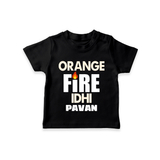 Orange Fire TSHIRT – Bold Cricket Fan Edition - BLACK - 0-5 Months Old (Chest 17")