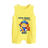 Little Champ of Yellow Army BUTTON ROMPER - PASTEL YELLOW - New Born (Chest 18")