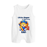Little Champ of Yellow Army BUTTON ROMPER - WHITE - New Born (Chest 18")