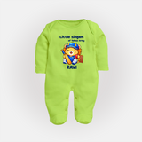 Little Champ of Yellow Army FULL BODY SUIT - LIME GREEN - New Born (Chest 7.5")