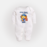 Little Champ of Yellow Army FULL BODY SUIT - WHITE - New Born (Chest 7.5")