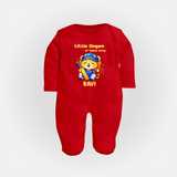 Little Champ of Yellow Army FULL BODY SUIT - RED - New Born (Chest 7.5")