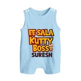 Kutty Boss BUTTON ROMPER – Fun Cricket Style - BABY BLUE - New Born (Chest 18")